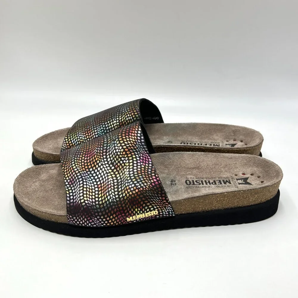 NEW Mephisto Womens 42 EU 12 US Leather Multicolor Comfort Sandals Slides‎ Shoes
